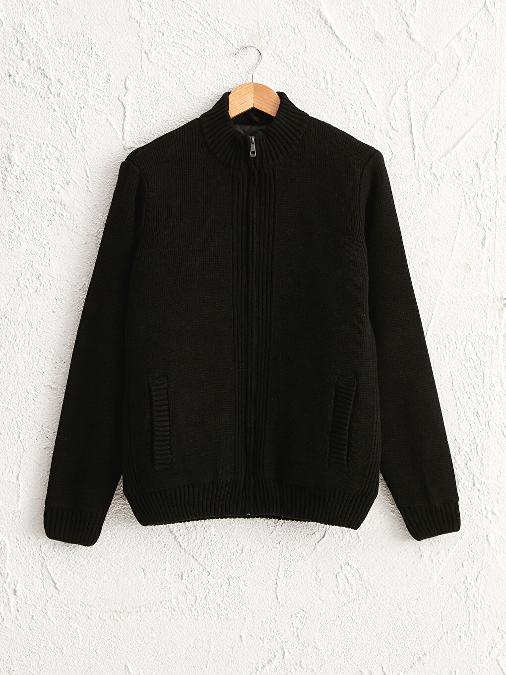 Cardigan en Tricot Épais à Col Vertical Uni