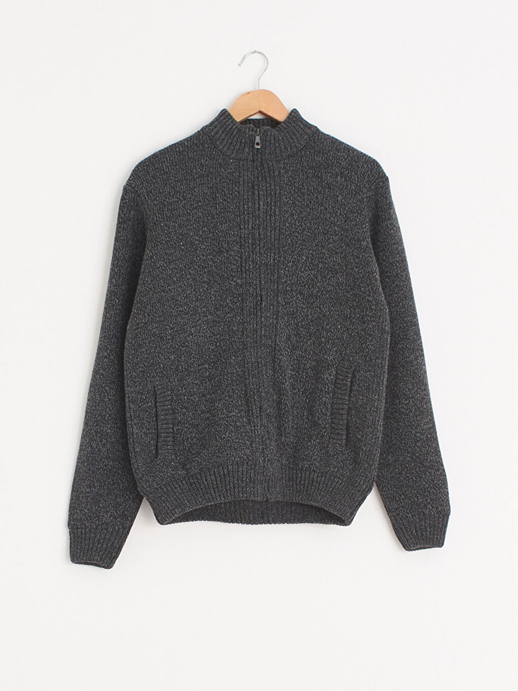 Cardigan en Tricot Épais à Col Vertical Uni