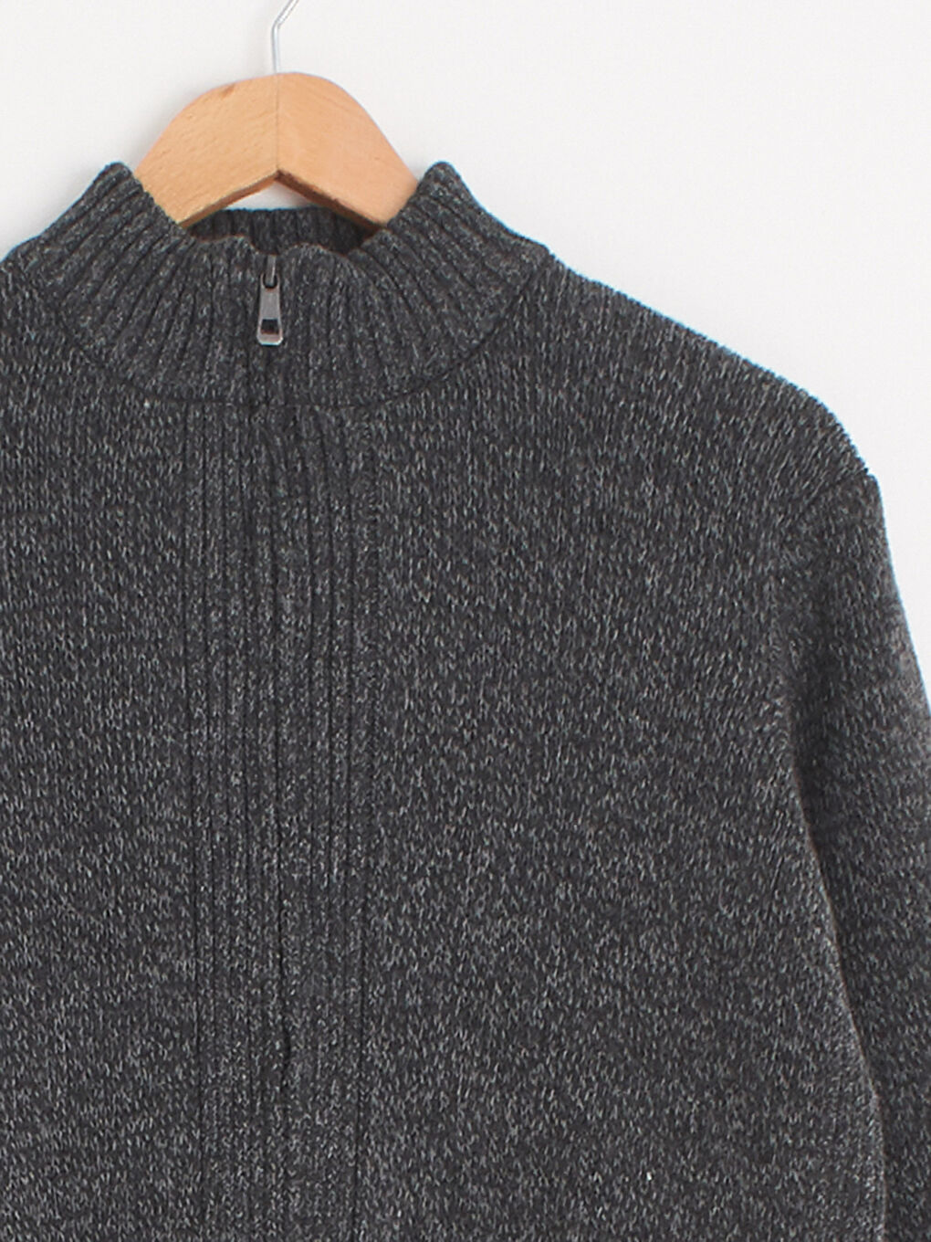 Cardigan en Tricot Épais à Col Vertical Uni-2