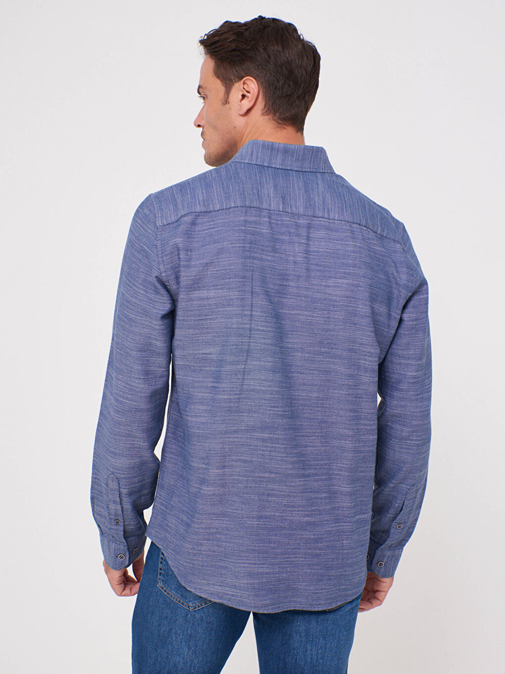Сорочка слім-фіт з довгим рукавом із попліну-2