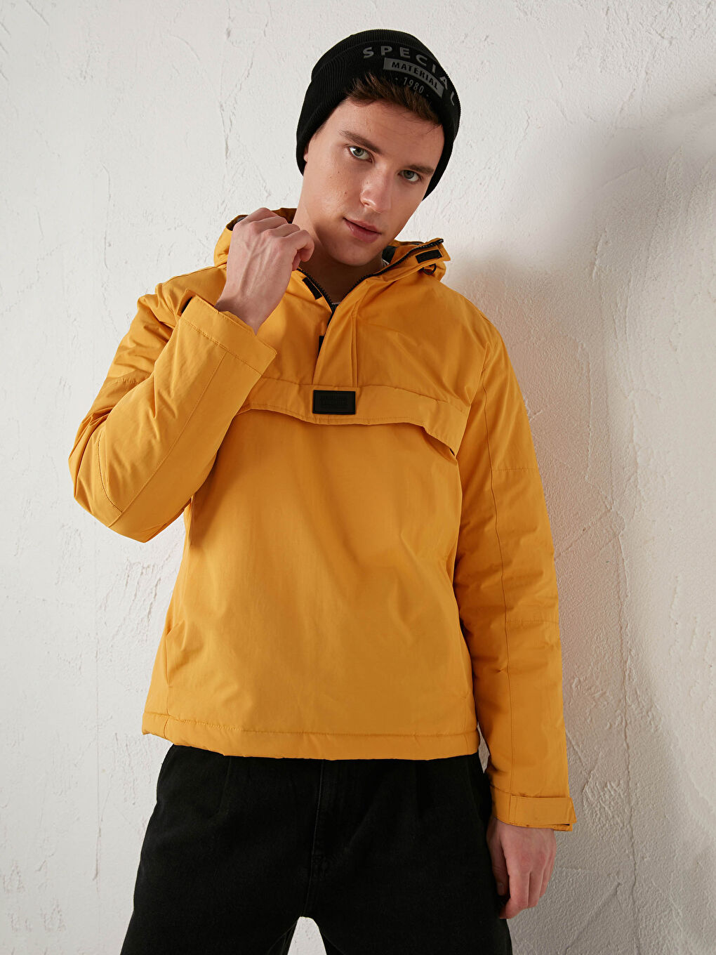 Slim Fit Kangaroo Coat with Hood-1