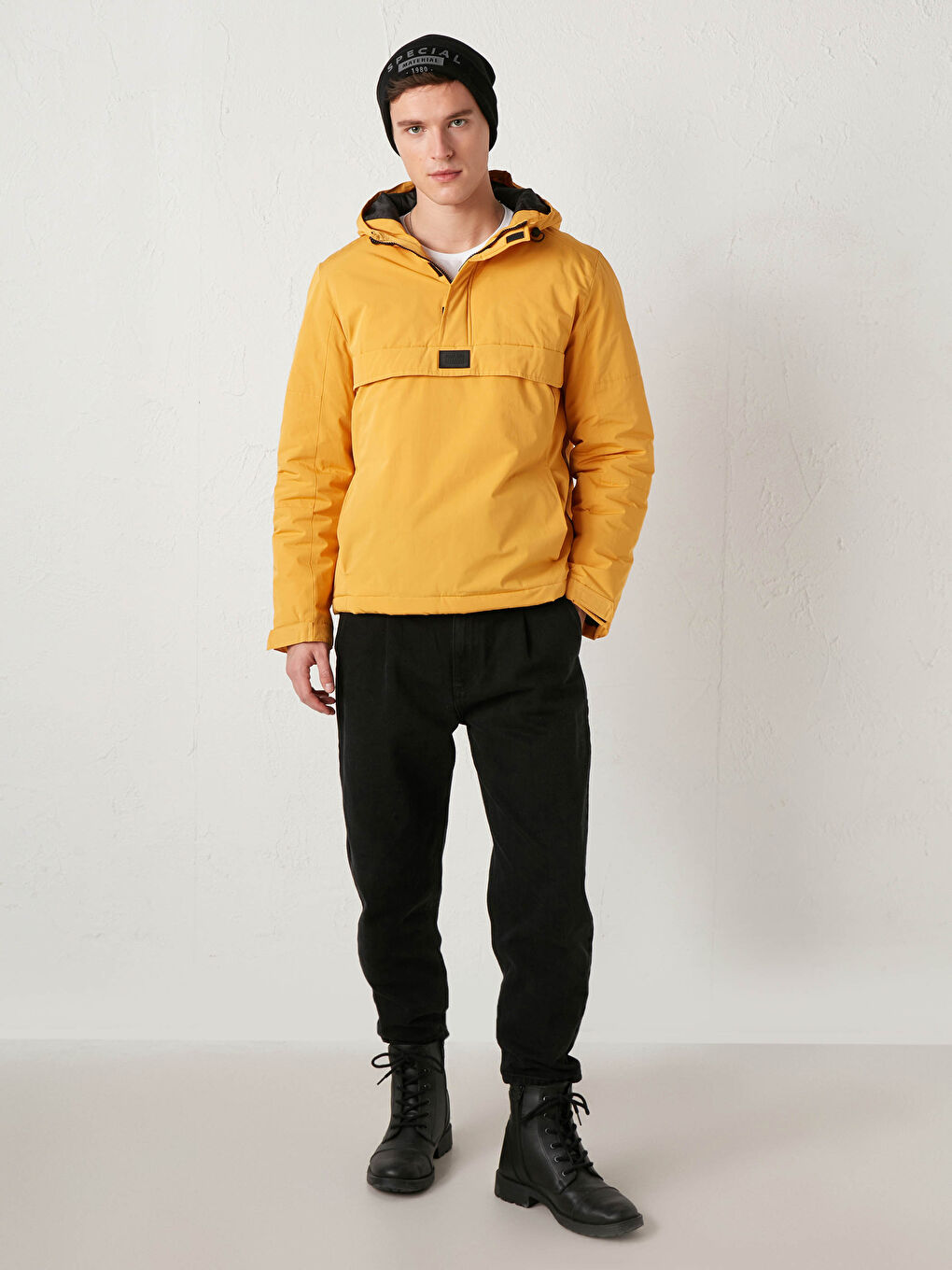 Slim Fit Kangaroo Coat with Hood-2