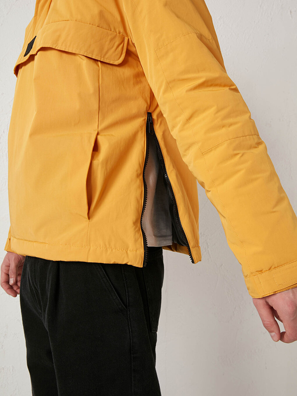 Slim Fit Kangaroo Coat with Hood-4