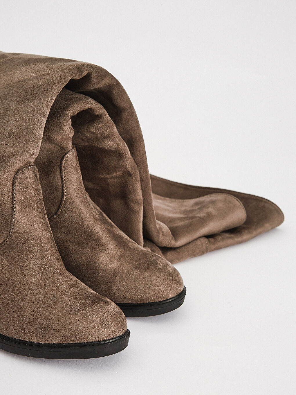 Gri Kadın Topuklu Süet Çizme-4