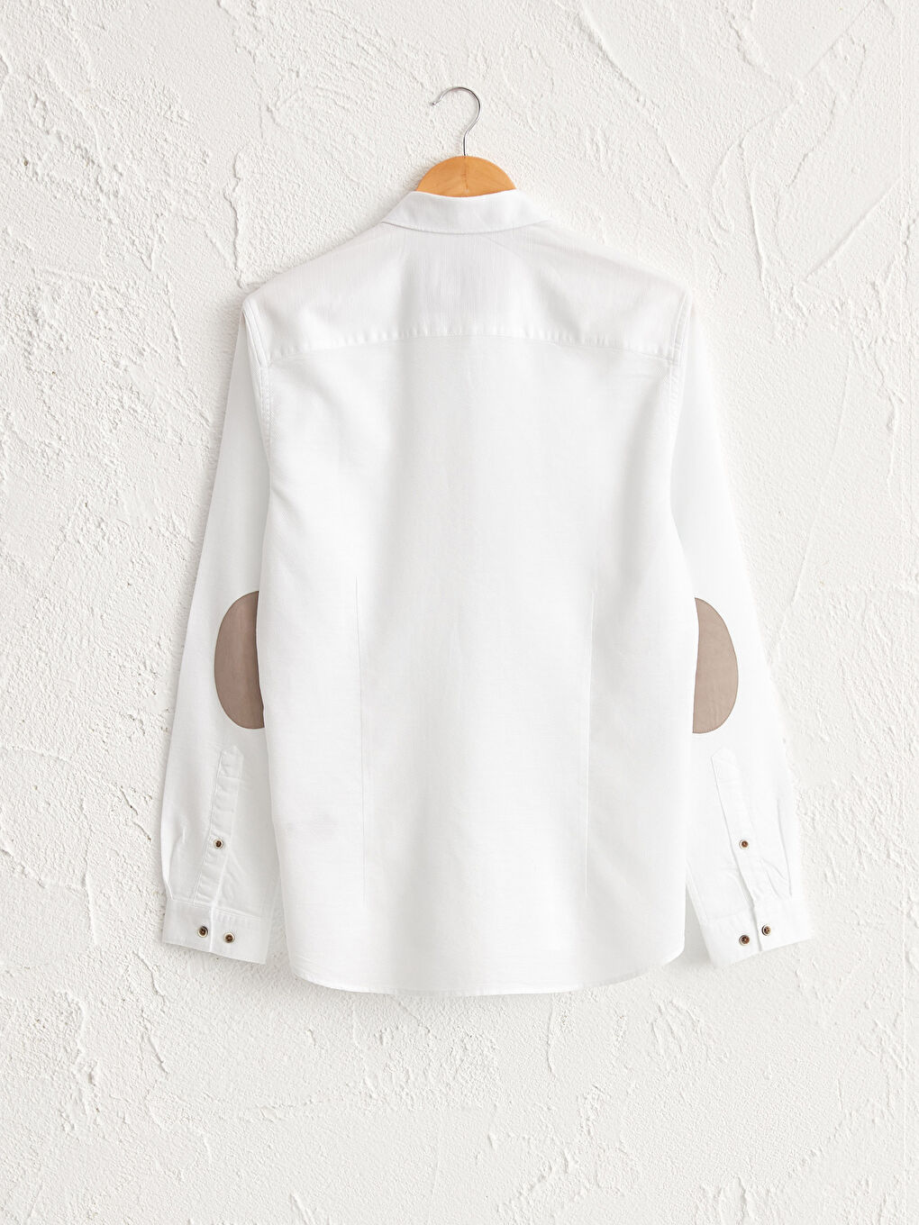 Beyaz Slim Fit Uzun Kollu Armürlü Poplin Gömlek-2