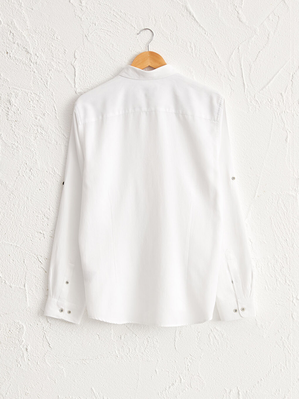 Slim Fit Long Sleeve Twill Poplin Shirt-3