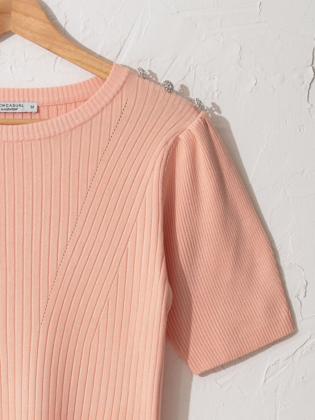 Button Detailed Shoulders Lightweight Tricot Jumper-2