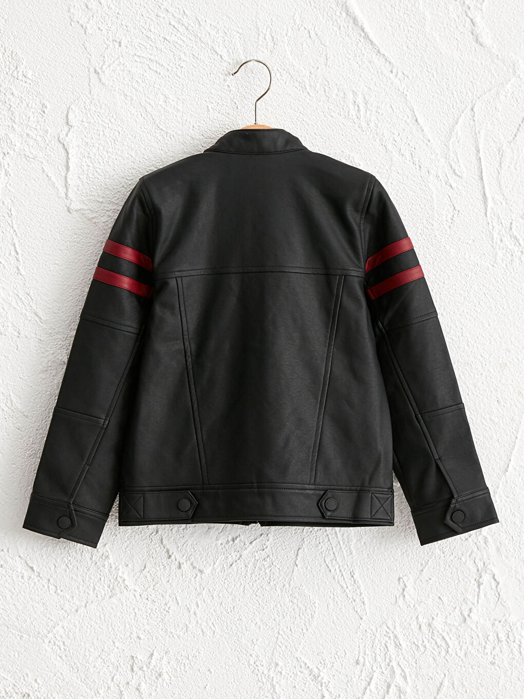 Funnel Neck Faux Leather Boys' Coat -0W3580Z4-CVL