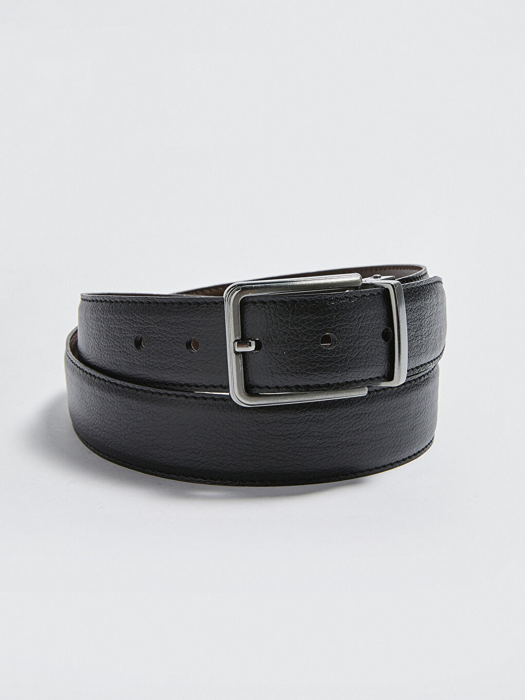 Siyah Deri Görünümlü Çift Taraflı Kemer-1