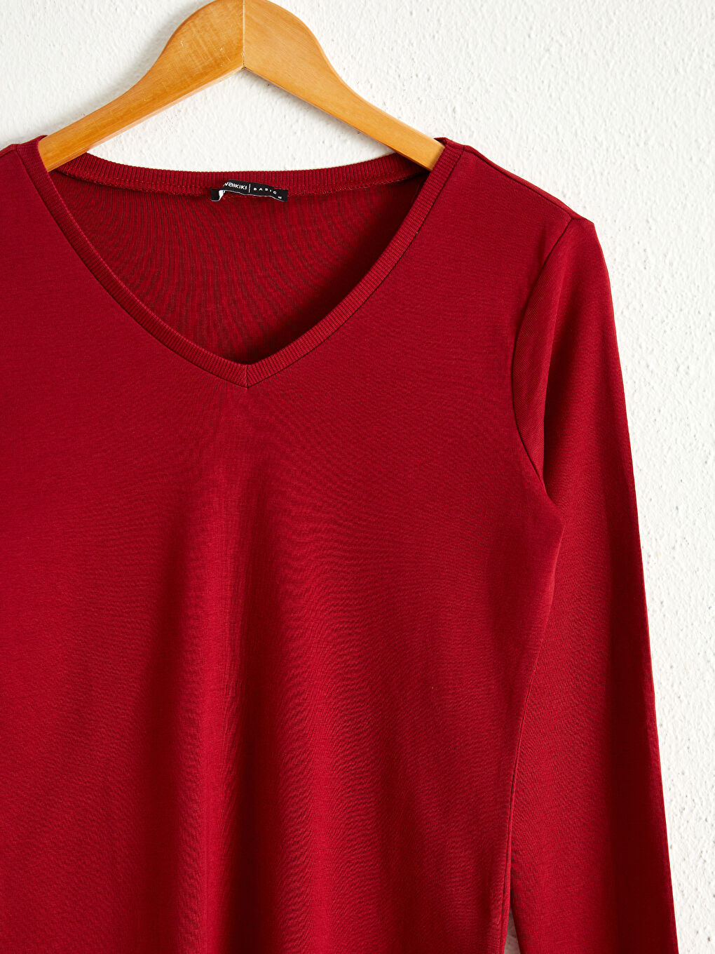 Women Basic Cotton Long Sleeve V-Neck T-Shirts-2