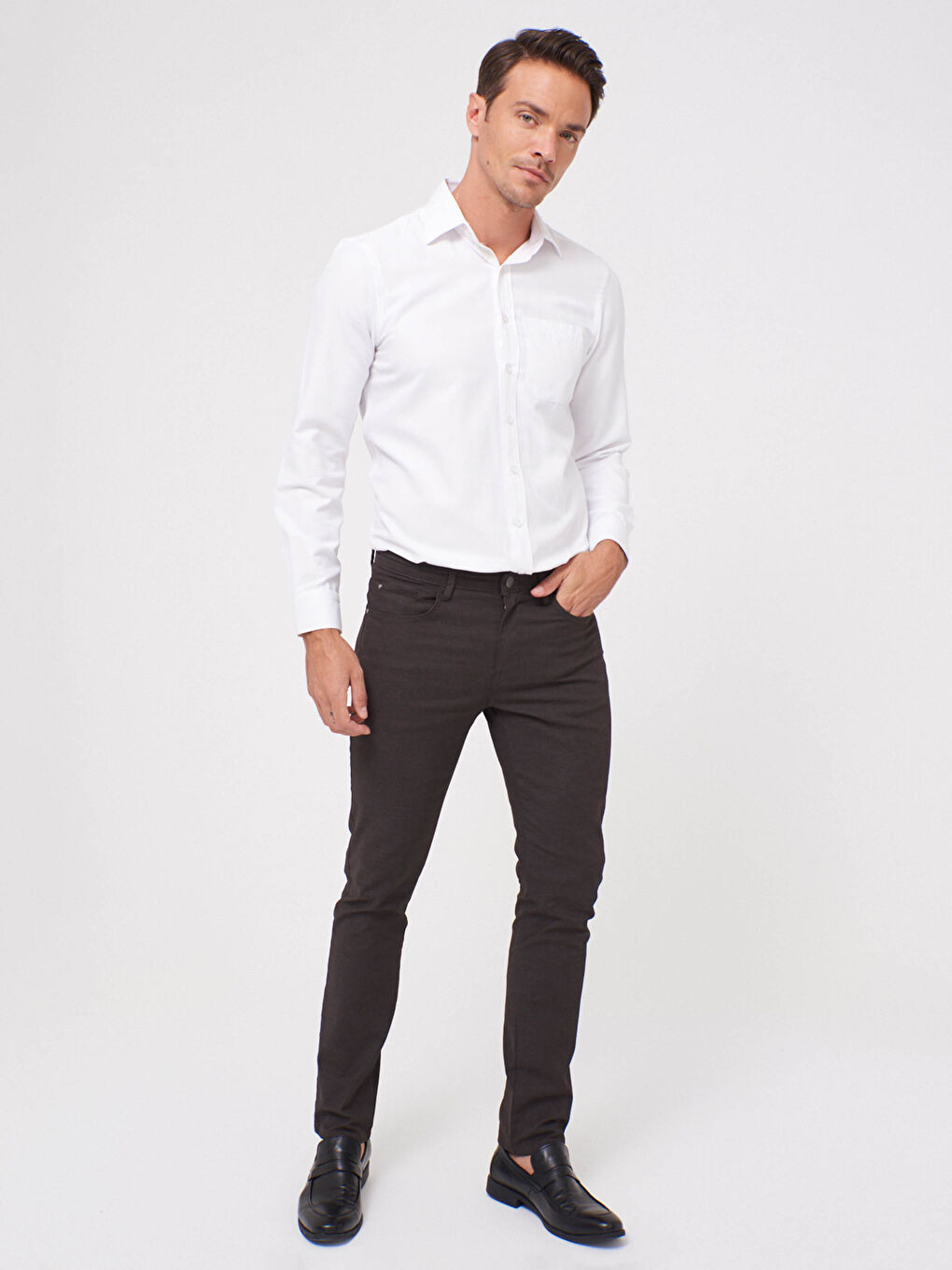 Slim Fit Textured Trousers-1
