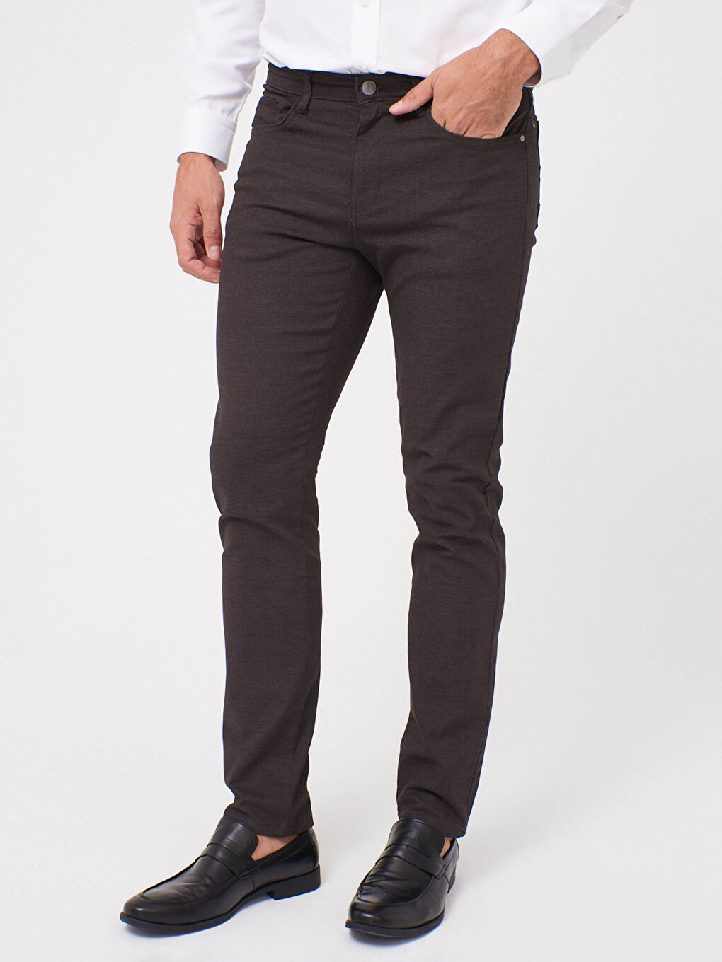 Slim Fit Textured Trousers-3
