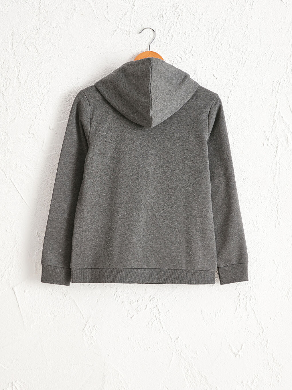 Antrasit Kapüşonlu Kadın Kalın Fermuarlı Sweatshirt-1