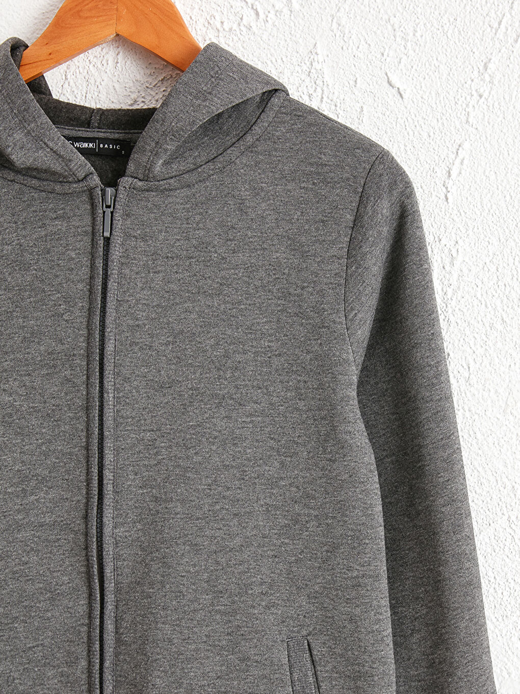 Antrasit Kapüşonlu Kadın Kalın Fermuarlı Sweatshirt-2