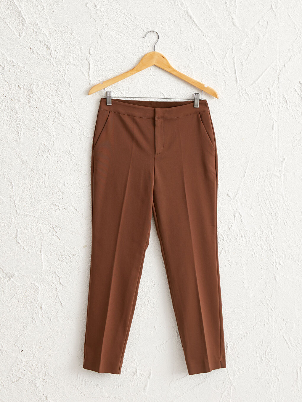 Kahverengi Bilek Boy Düz Paça Pantolon