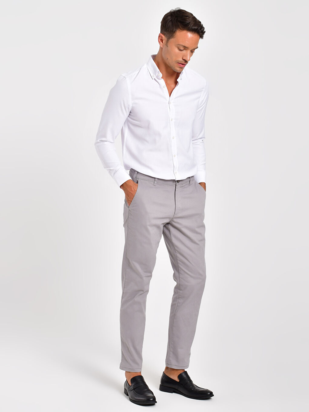 Slim Fit Gabardine Chino Trousers-2