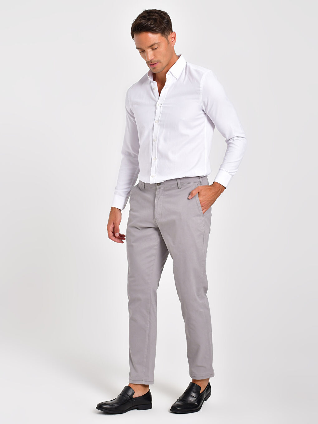 Slim Fit Gabardine Chino Trousers-1