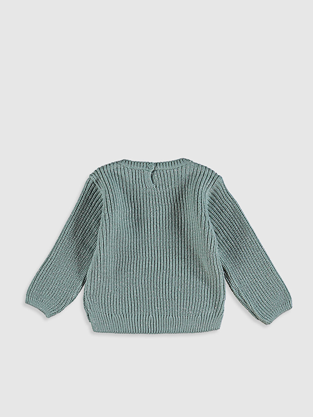 Mavi Bisiklet Yaka Uzun Kollu Fiyonk Detaylı Kız Bebek Triko Kazak-1