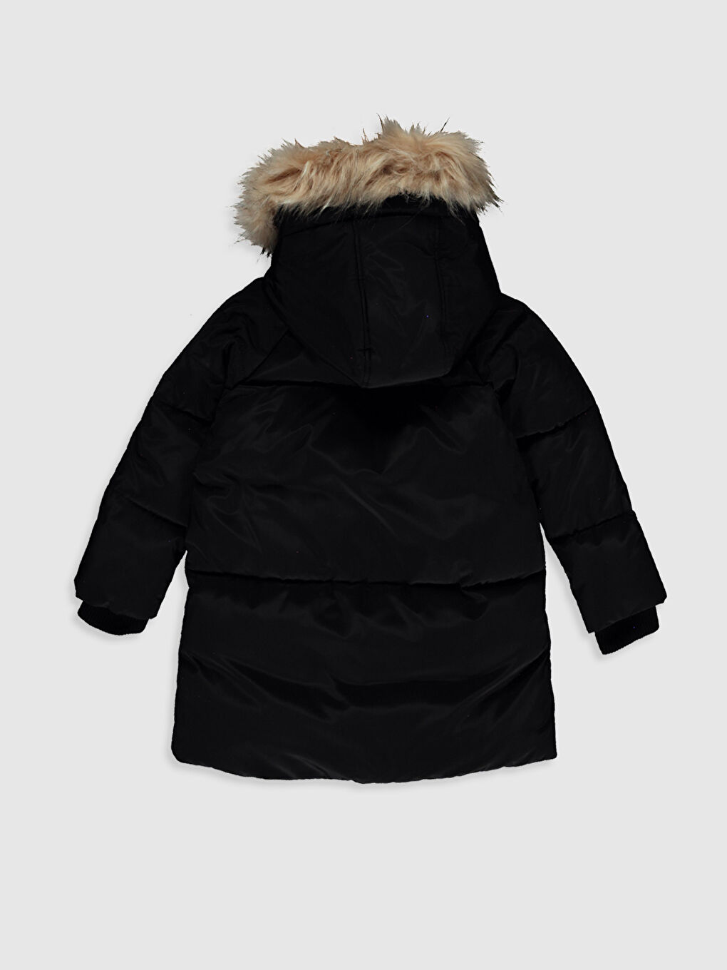 Siyah Kız Çocuk Kapüşonlu Kaban-1