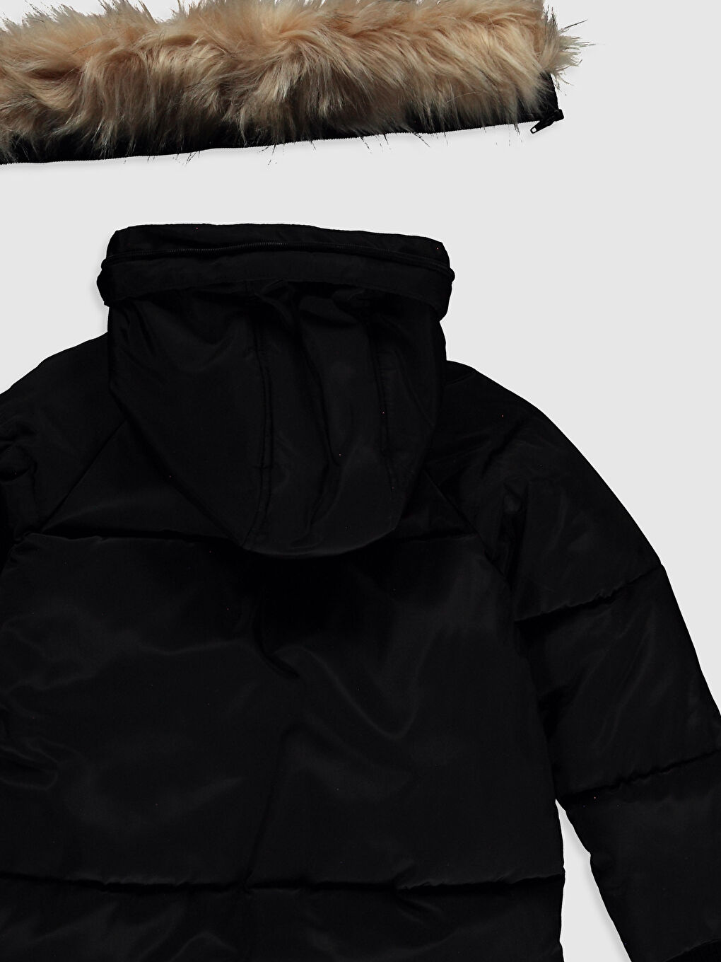 Siyah Kız Çocuk Kapüşonlu Kaban-2