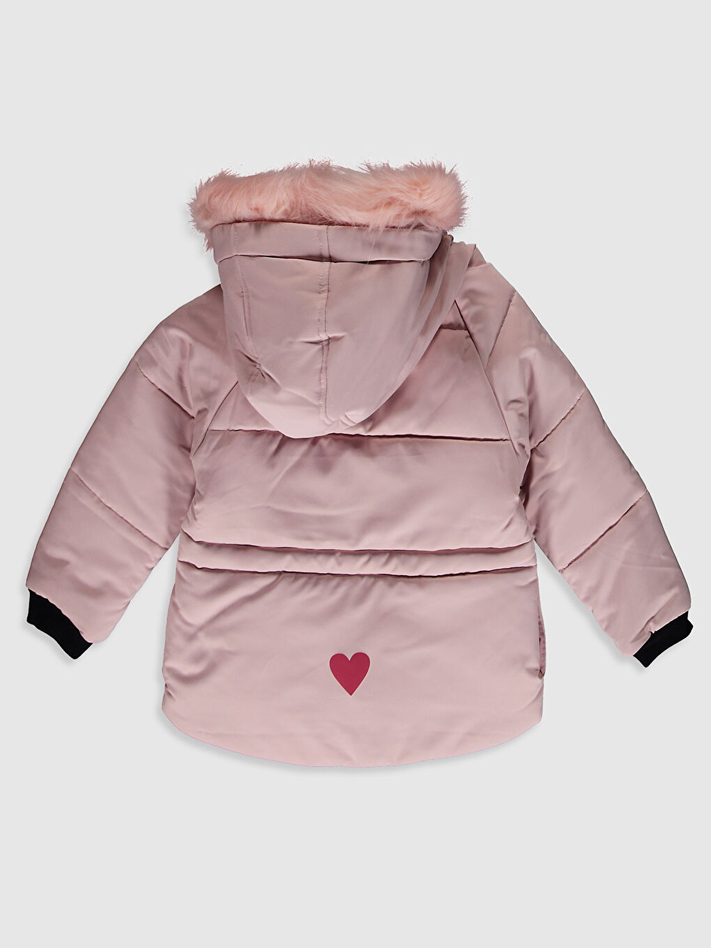 Pembe Kız Çocuk Kapüşonlu Mont-1