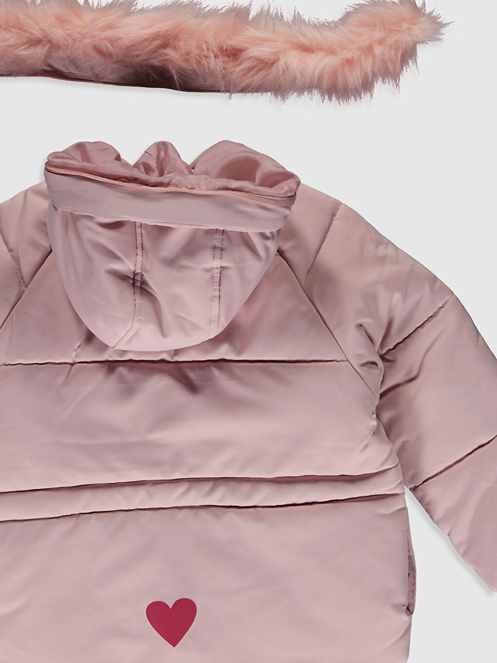 Pembe Kız Çocuk Kapüşonlu Mont-2