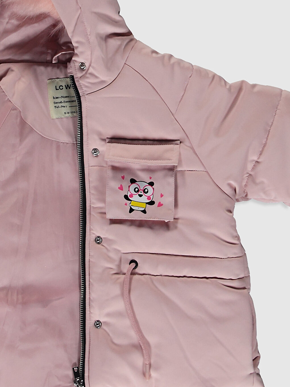 Pembe Kız Çocuk Kapüşonlu Mont-3