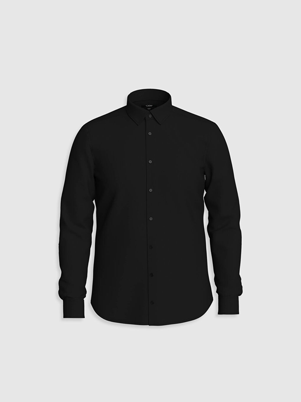 Siyah Slim Fit Uzun Kollu Gömlek-1