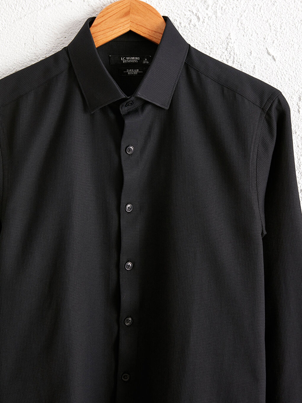 Siyah Slim Fit Uzun Kollu Gömlek-4