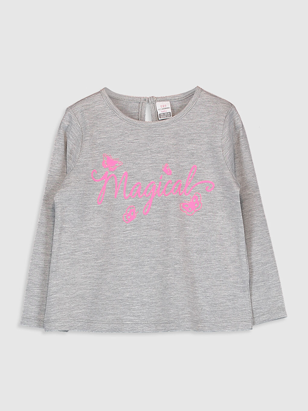 Gri Kız Bebek Baskılı Tişört