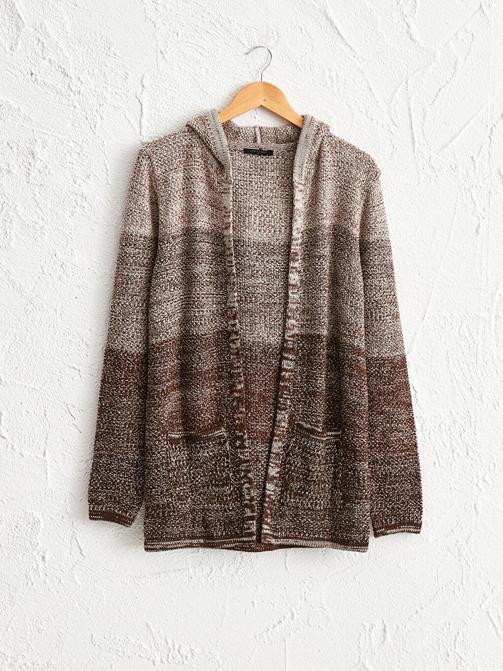 Kahverengi Kapüşonlu İnce Triko Hırka