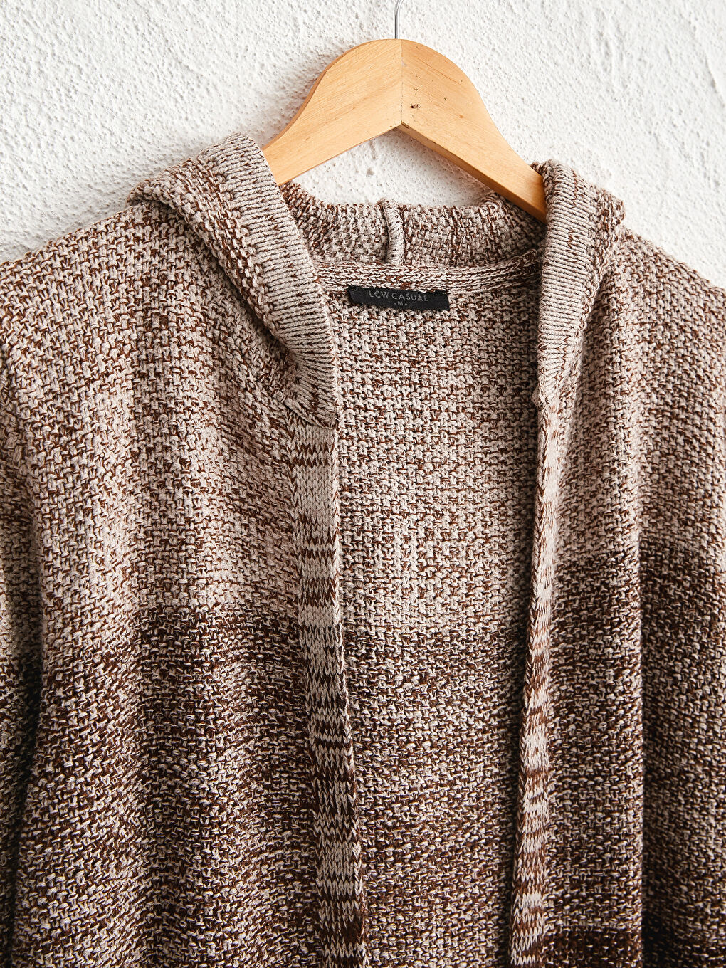 Kahverengi Kapüşonlu İnce Triko Hırka-2