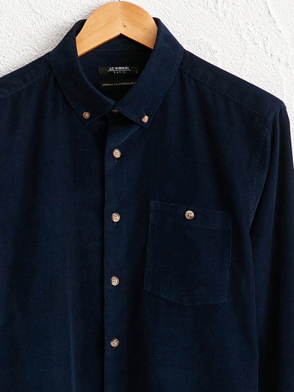 قميص قطيفة كم طويل بقصة عادية-5