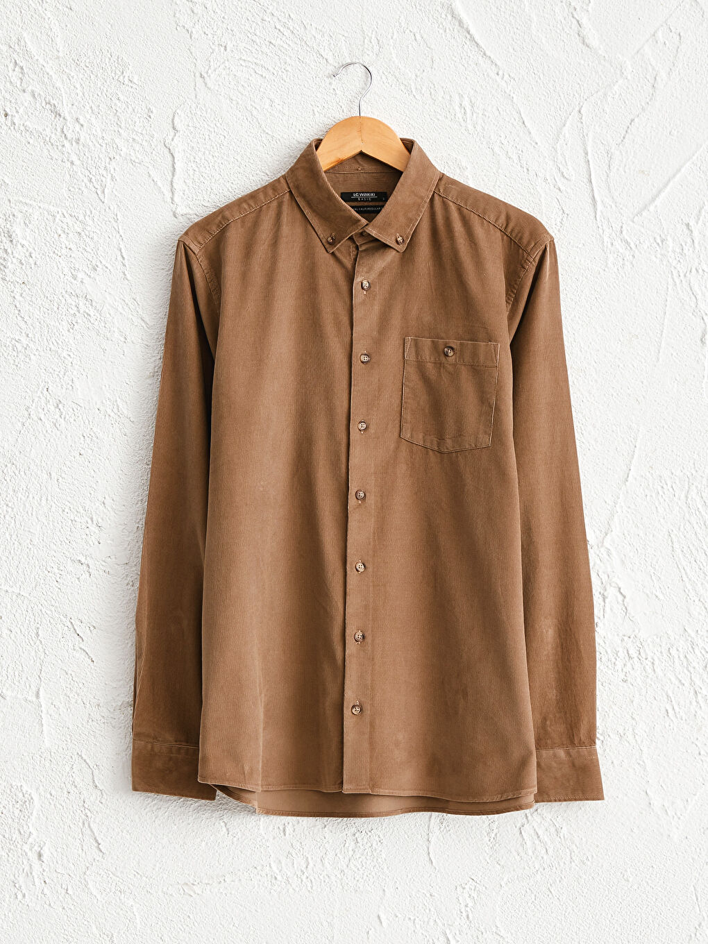 Cămașă din Catifea Regular Fit cu Mânecă Lungă