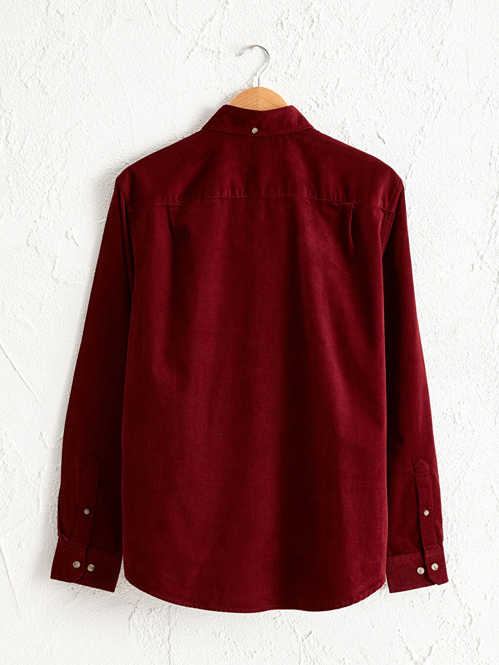 Bordo Regular Fit Uzun Kollu Kadife Gömlek-4
