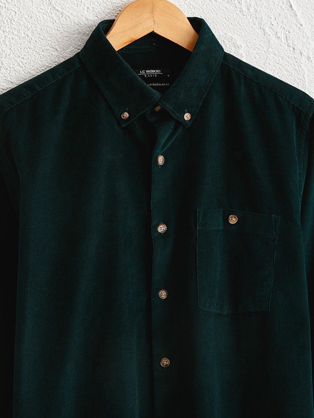 Regular Fit Long Sleeve Velvet Shirt-5