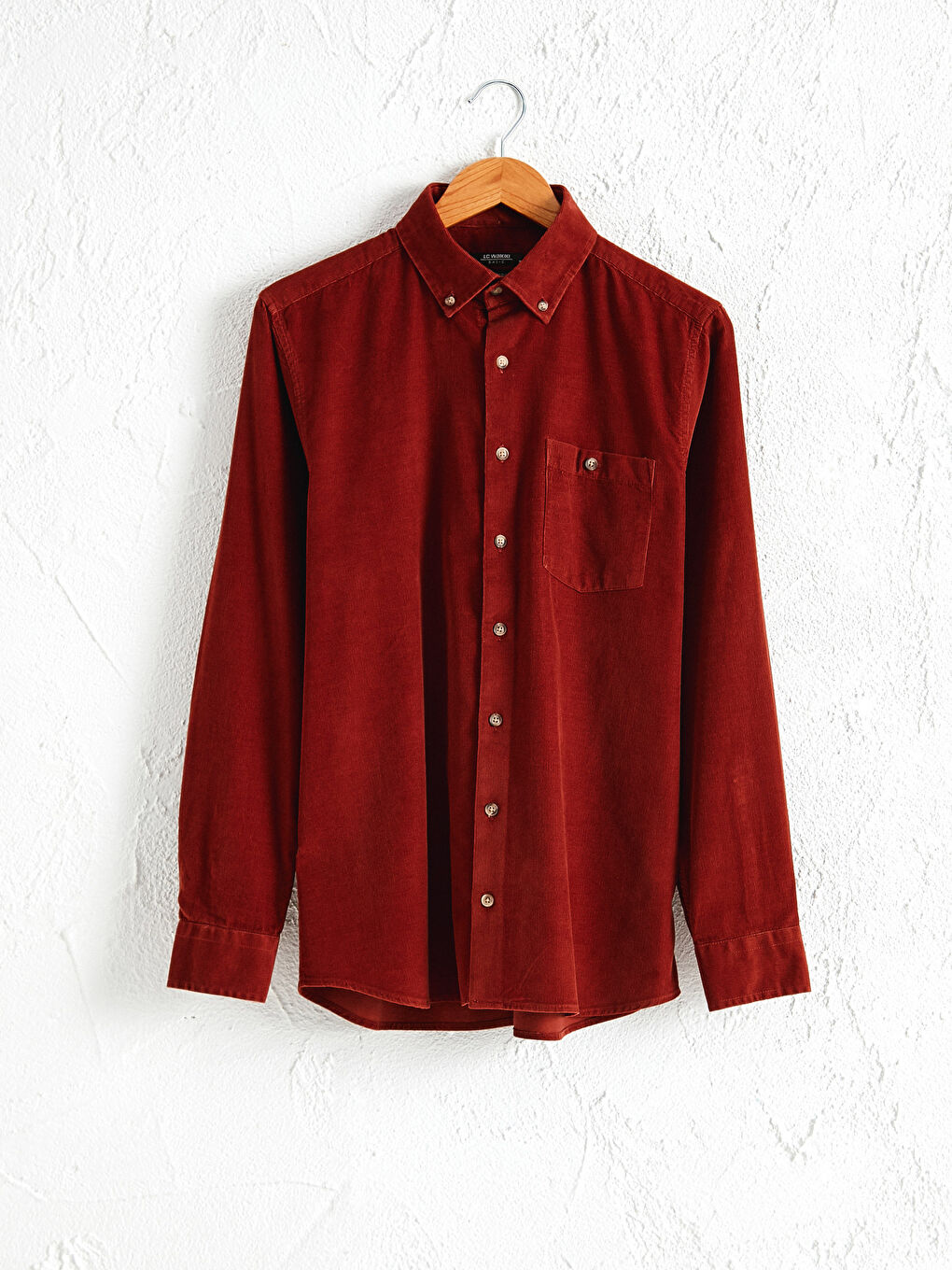 Kahverengi Regular Fit Uzun Kollu Kadife Gömlek