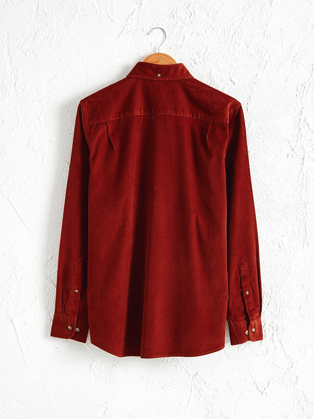 Kahverengi Regular Fit Uzun Kollu Kadife Gömlek-4