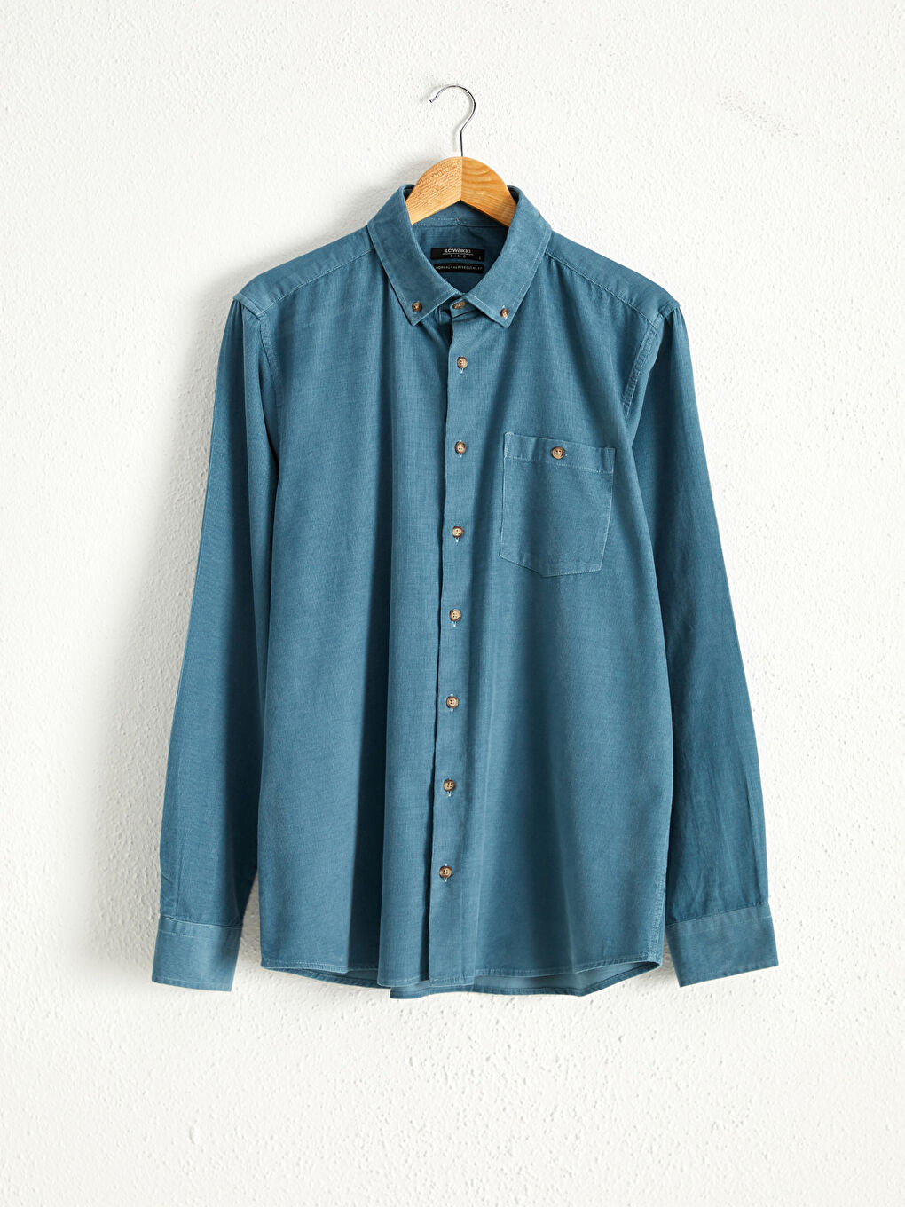 Chemise en velours à manches longues coupe régulière