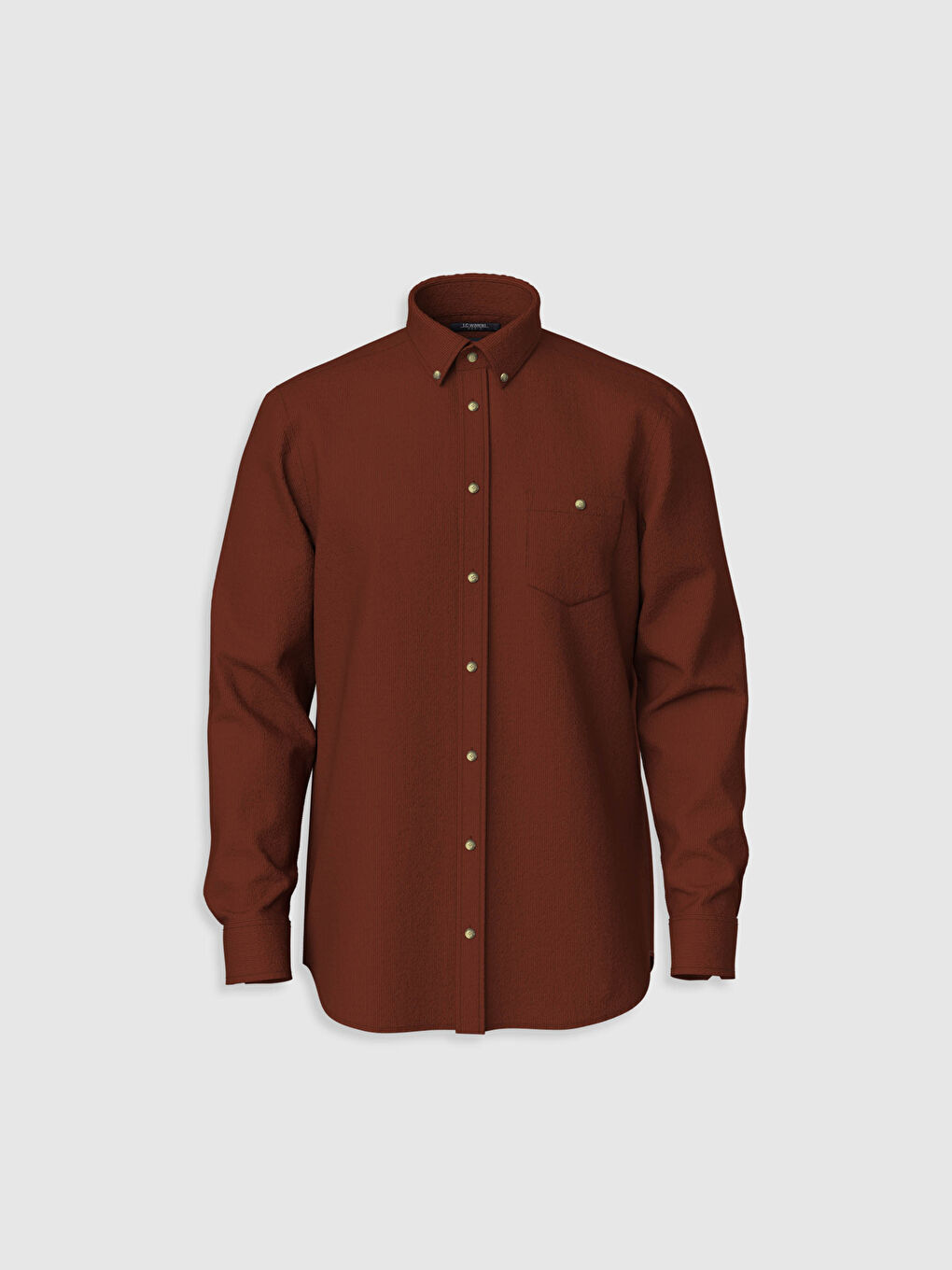 Kahverengi Regular Fit Uzun Kollu Kadife Gömlek-1