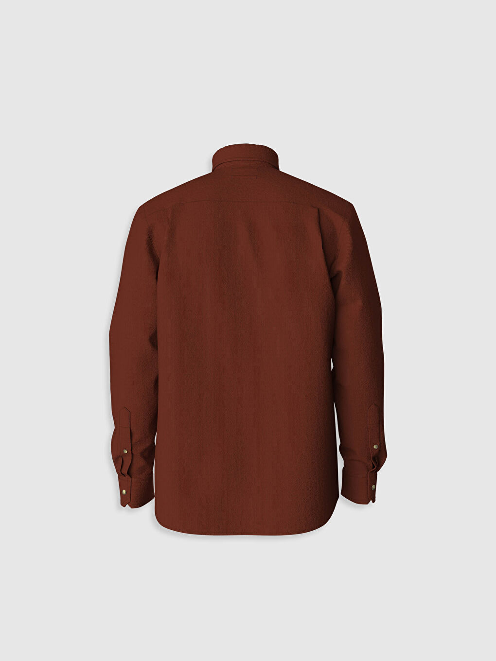 Kahverengi Regular Fit Uzun Kollu Kadife Gömlek-2
