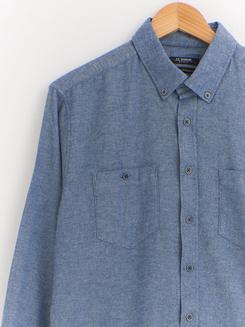 Regular Fit Long Sleeve Gabardine Shirt-5