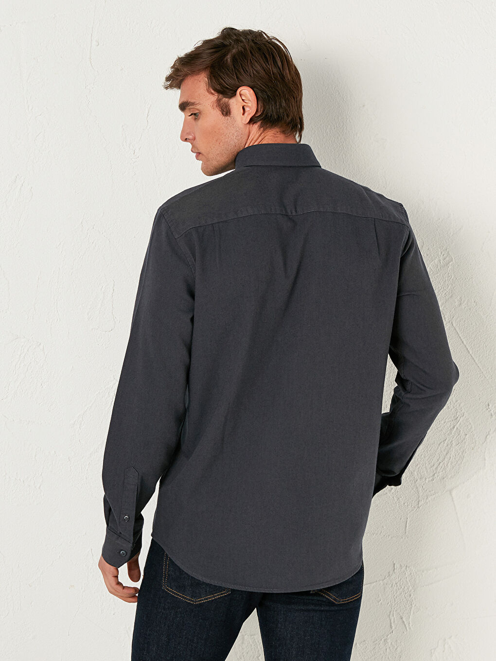 Regular Fit Long Sleeve Gabardine Shirt-2