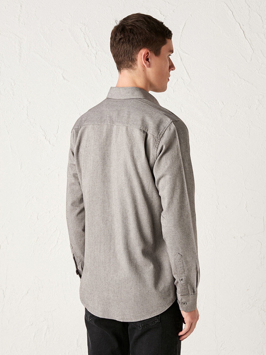 Regular Fit Long Sleeve Gabardine Shirt -0W4144Z8-J2B