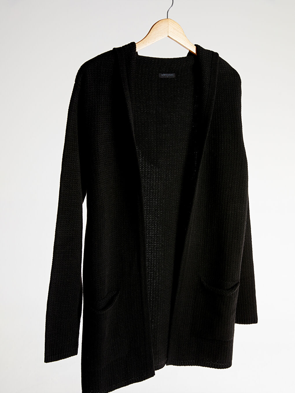 Slim Fit Long Tricot Cardigan with Hood-1