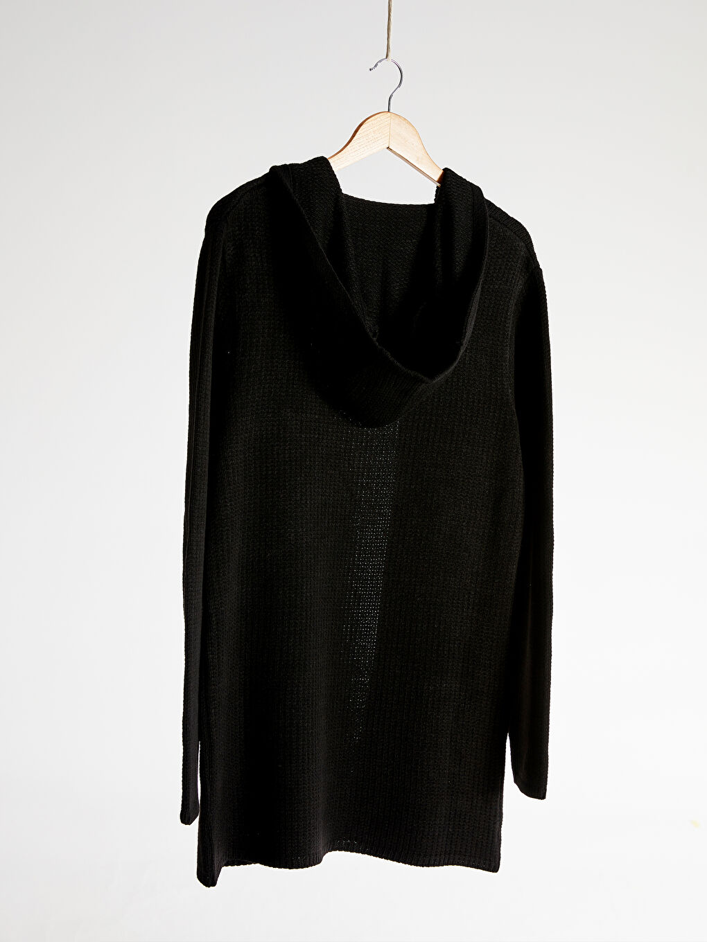 Slim Fit Long Tricot Cardigan with Hood-3