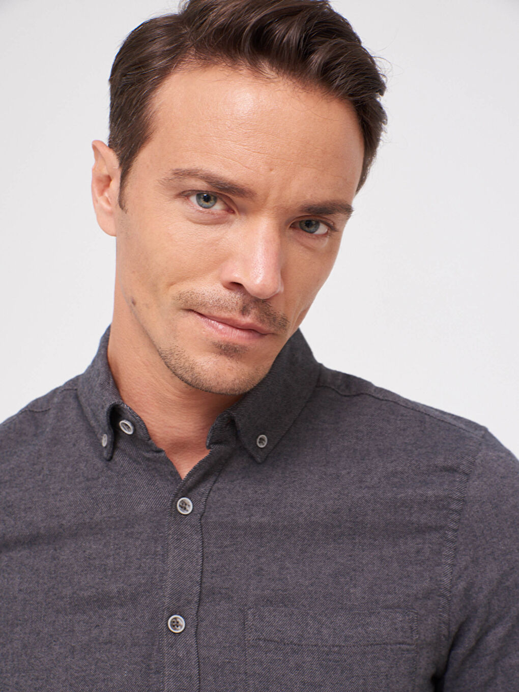 Slim Fit Long Sleeve Gabardine Shirt-4