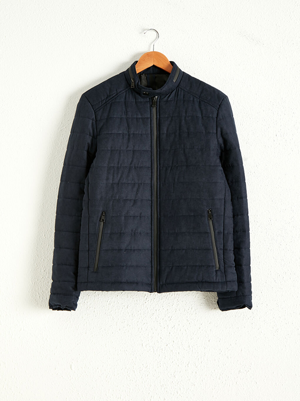 Lacivert Slim Fit Süet Erkek Mont