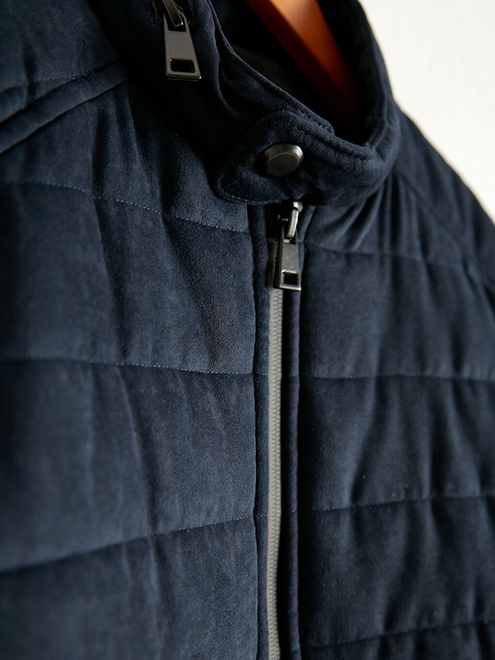 Lacivert Slim Fit Süet Erkek Mont-3