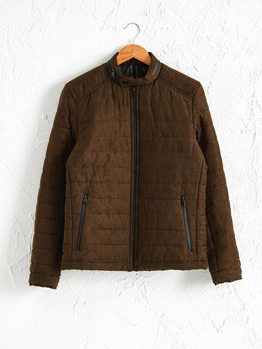 Haki Slim Fit Süet Erkek Mont